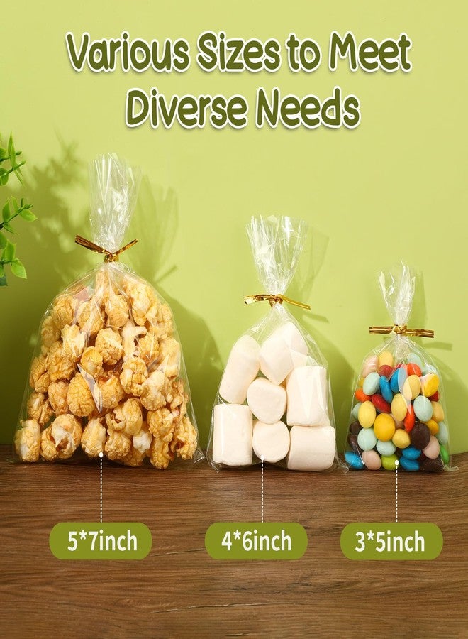 Augshy 300 Pcs Cellophane Treat Bags, 3 Sizes Clear Cellophane Bags with 300 Twist Ties for Gift Wrapping, Christmas Small Candy Bags, Cookies, Party Favors - Image 3